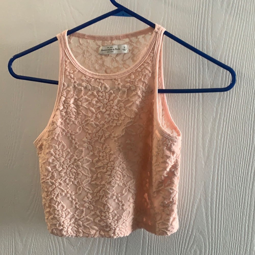 Abercrombie and Fitch light pink lace crop top